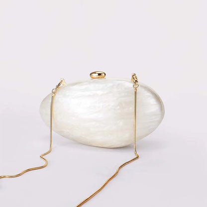 Oval Marble Beige Shell Acrylic Luxury Elegant Lady Evening Bag Cute Handbag Wedding Lady Girl Female Mini Purse