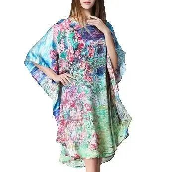 100% Mulberry Silk Nightgowns For Women  Long   Silk Nightdress  Real Silk sleepwear  Ladies Female   Gift Loose Large Free size