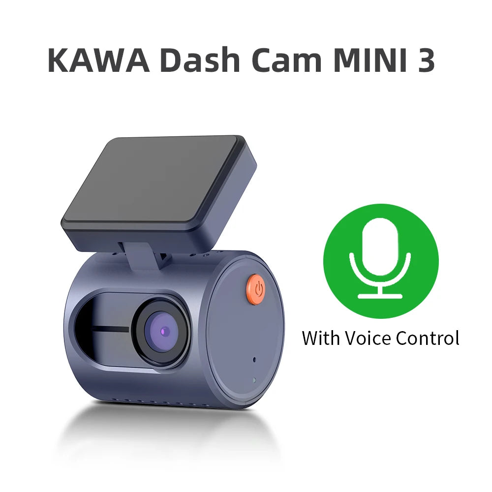 KAWA Dash Cam MINI 3 Voice Control Tiny 2K 1296P Colorful Night Vision 24H Parking Guard WIFI, G-sensor, Supercapacitor,Car DVR