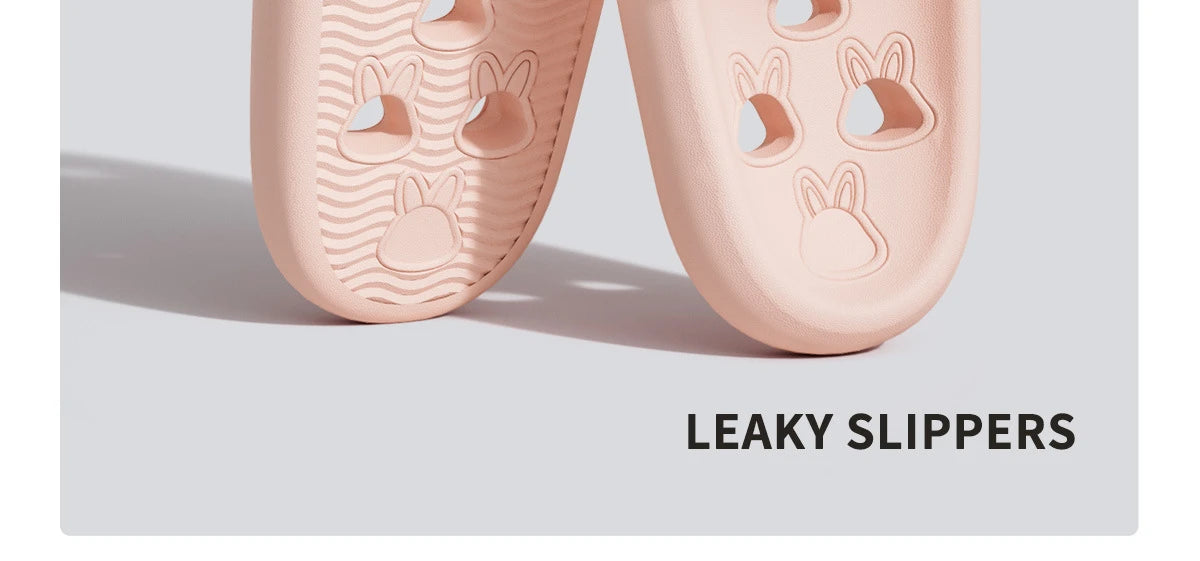 Cute Cartoon Rabbit Indoor Bathroom Slippers For Men Women Summer House Shoes Soft EVA Leaking Style Lovers Home Shower Slides