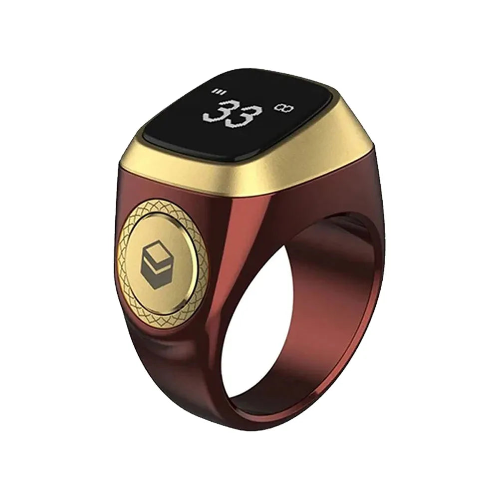 2026 Qibla Smart Zikr Ring Praise Tasbih Tally Electronic Digital Counter for Muslims 5Prayer Time Vibration Reminder Waterproof