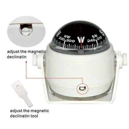 HD Waterproof ABS Multi-Purpose Sea Navigation Bracket Mount Compass LED Digital For Marine Boat Caravan Car Truck White Black
