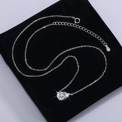 EWYA Pear Cut 1/2CT Solitaire Moissanite Pendant Necklace Woman Man 925 Silver Waterdrop Lab Diamond Gra Certified Neck Chain