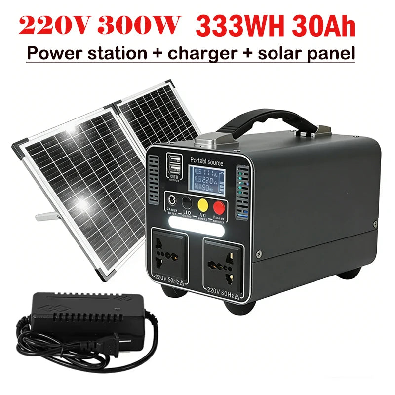 300W Portable Power Station 220V 166.5wh/333wh Outdoor Solar Generator Household Portable Stall Camping Emergency Power Supply