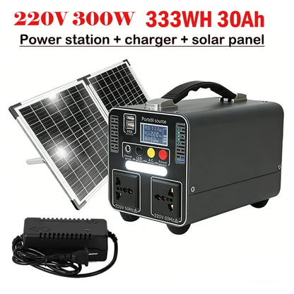 300W Portable Power Station 220V 166.5wh/333wh Outdoor Solar Generator Household Portable Stall Camping Emergency Power Supply