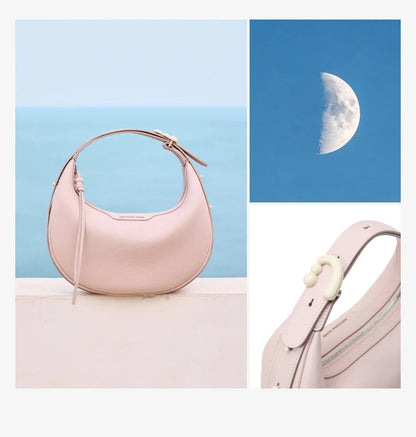 Amazing Song Original Design Half Moon Bag Small Top Grain Leather 2026 New Fashionable Women's Bags
