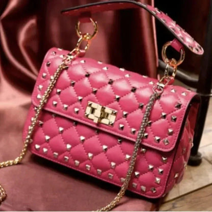 2026 New Fashion Women Sheepskin Leather Rivet Handbags Chain Bag Designer Shoulder Bags Luxury Woman Messenger Bags