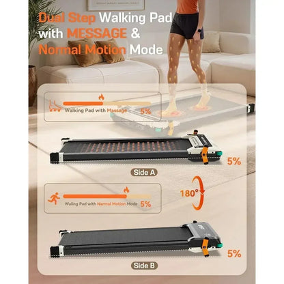 Incline Dual-Sided Walking Pad with Foot Massage, 180° Reversibility for Desk or Home Use