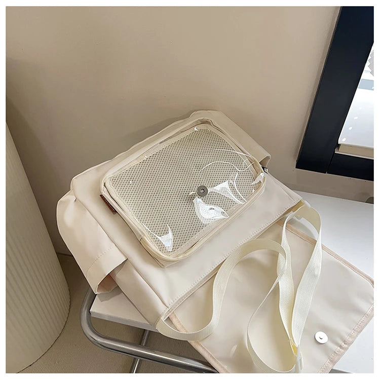 Y2K Japanese Harajuku School Bags for Girls New Transparent Itabag Crossbody Bag DIY Badges Display Plate Ita Bag
