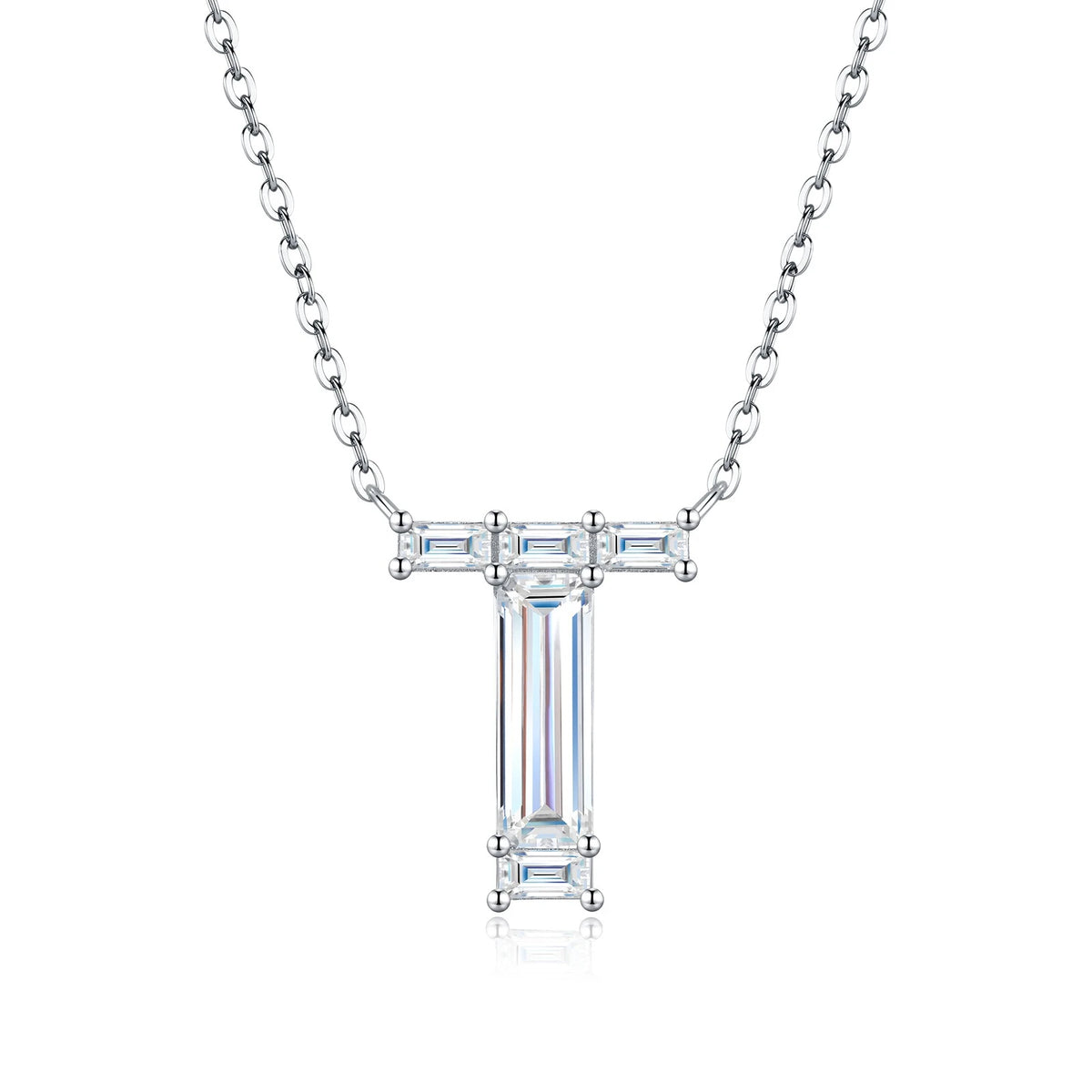 PureNew 26 Letter A-Z 4x12mm Moissanite Necklace For Women S925 Silver D Color 18k Plated Sparking Women's Moissanite Chain