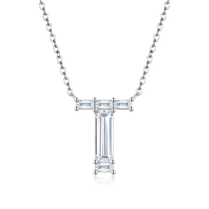 PureNew 26 Letter A-Z 4x12mm Moissanite Necklace For Women S925 Silver D Color 18k Plated Sparking Women's Moissanite Chain
