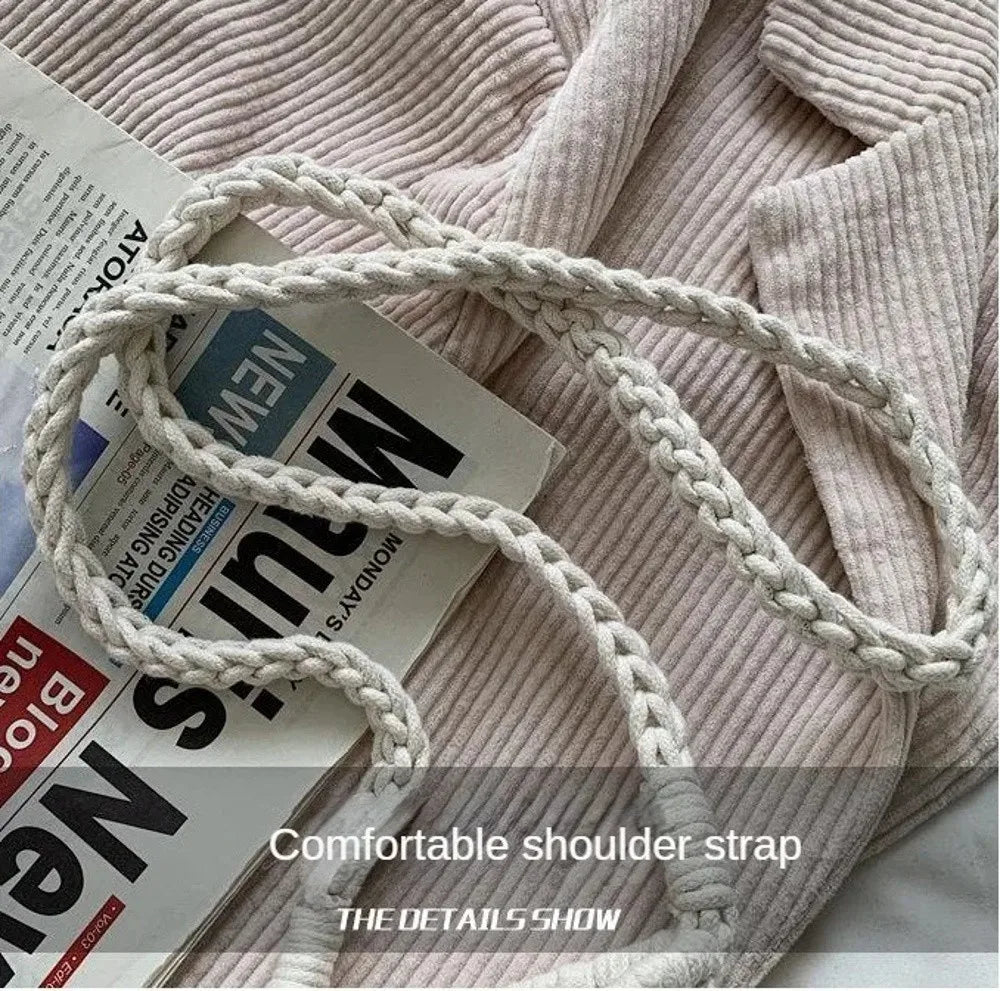Hollow-out Woven Crochet Small Crossbody Phone Bag Women Fashion Solid Color Lightweight Braided Shoulder Handbag Crossbody Bags