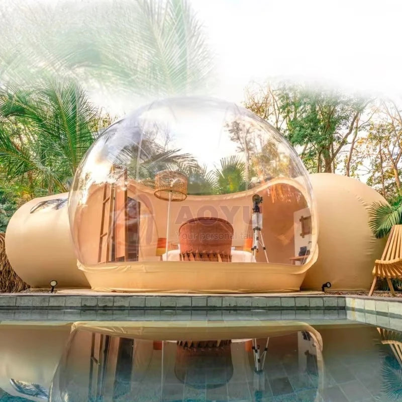 Bubble outdoor geodesic dome transparent luxury tent with bathroom luxury transparent inflatable shell