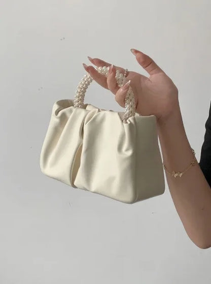 Fashion Pearl Handle for Wedding Dinner Women Clutch Purse Luxury Handbag Ladies Square Shoulder Bags Female Small Messenger Bag