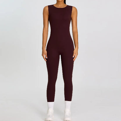 Summer Women Sleeveless Back Hollow Jumpsuit Fitness Sport Bodysuit Yoga Clothing Female Breathable Gym Overalls Workout Clothes