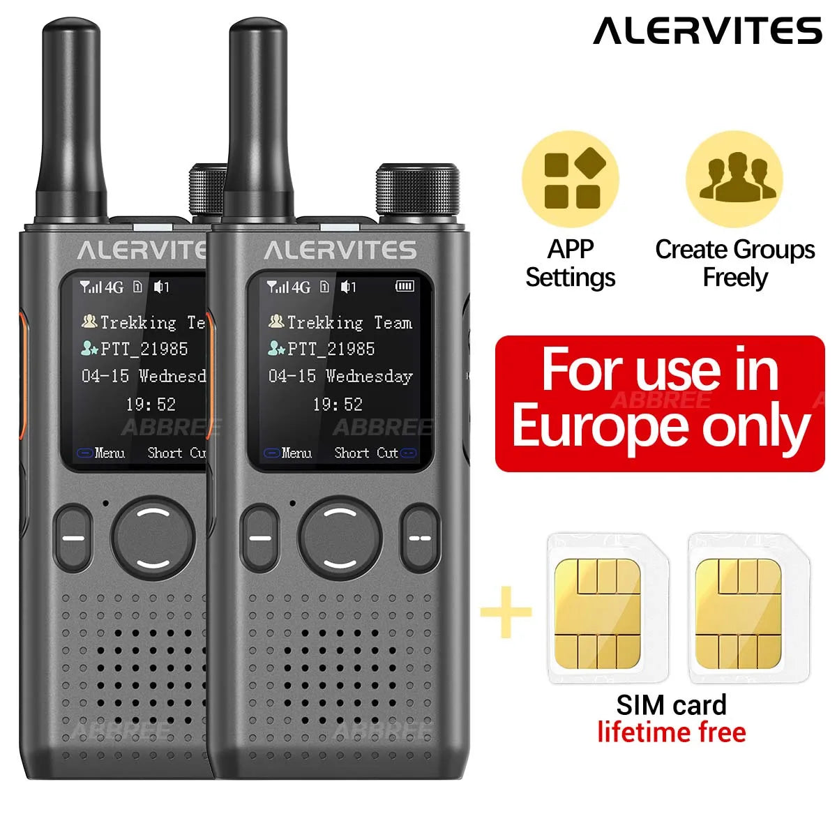 Baofeng AT1 POC Radio Lifetime Free Use Create Groups Freely Global 4G/5G Network Walkie Talkie Unlimited Distance ALERVITES