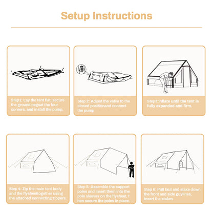 PAKICETUS Inflatable camping tent 4-8 people with windows portable water-resistant camping tent  Four season tents