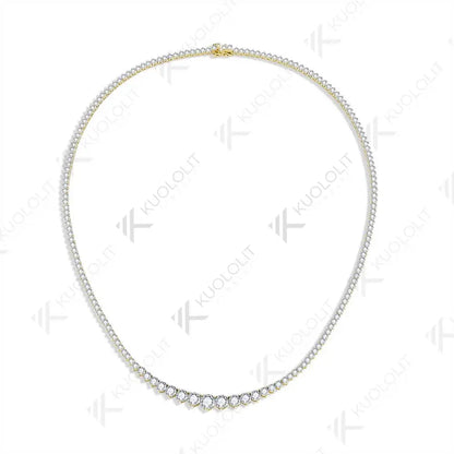 Kuololit 8CTW Moissanite Graduated Tennis Necklace for Women Solid 18K 14K 10K Gold  for Anniversary Engagement Christmas Gifts