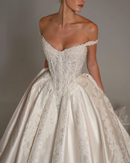 Sharon Said 2026 Luxury Off The Shoulder Appliques Wedding Dresses Women Bride Dresses vestidos de novia SW163 Customized