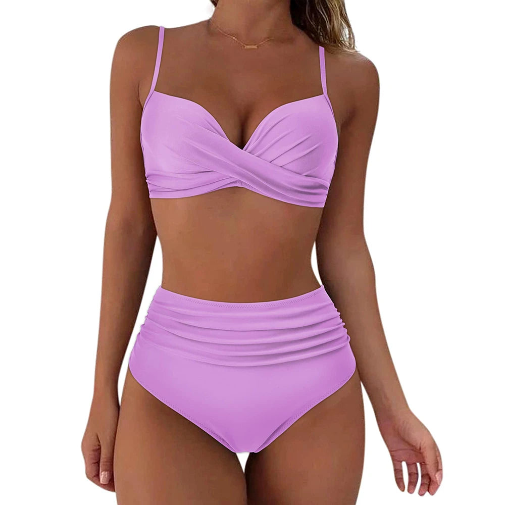 Vintage High Waist Bikinis 2026 Women Push Up Swimwear Printed Swimsuit Female Beachwear Summer Bathers Bathing Suit Swimming