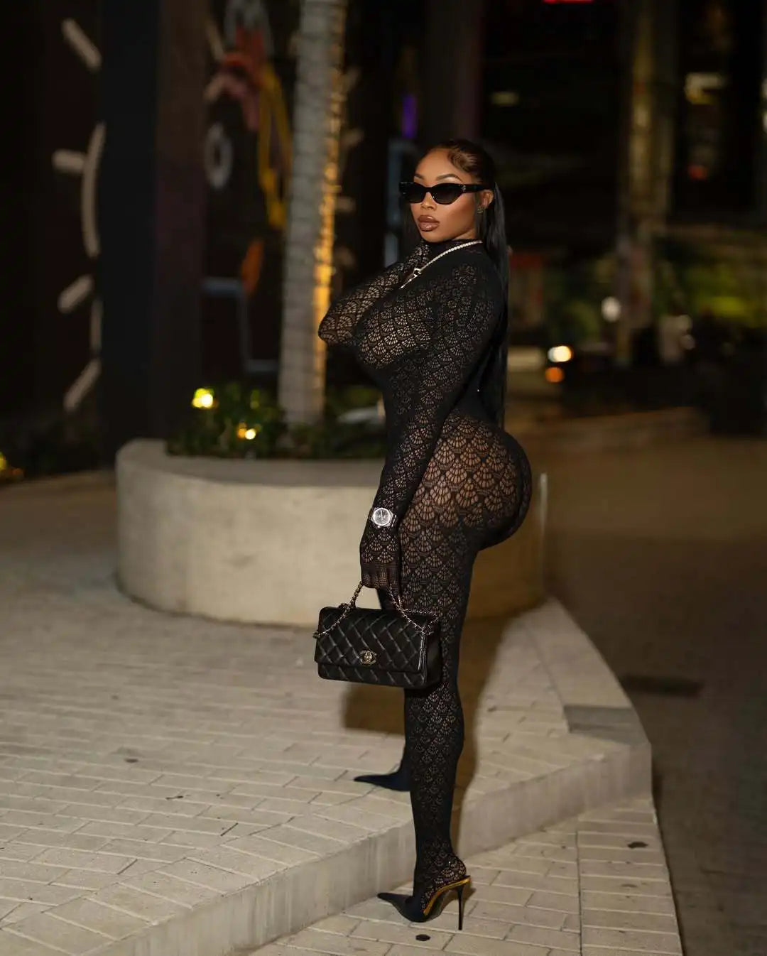 Women Long Jumpsuit Black Sexy bodysuit Night Club see through stockings tightfitting party suit seductive style Fast Shipping