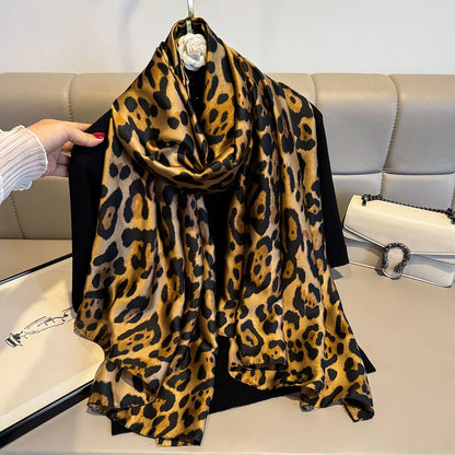 New 180x80Cm Large Soft Scarf Women Stylish Leopard Print Long Beach Shawl Handkerchief Summer Elegant Travel Wrap Hot