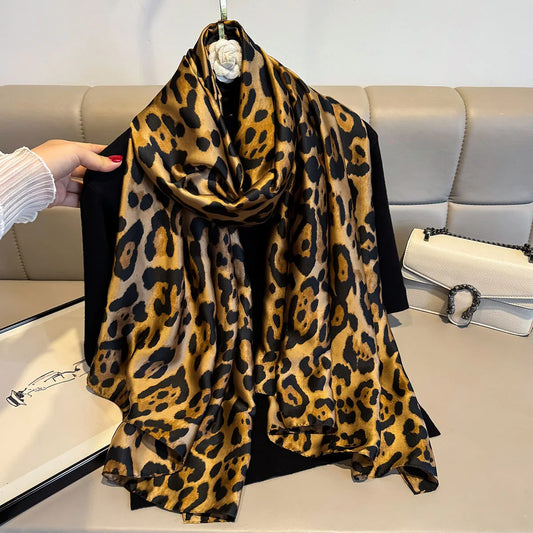 New 180x80Cm Large Soft Scarf Women Stylish Leopard Print Long Beach Shawl Handkerchief Summer Elegant Travel Wrap Hot