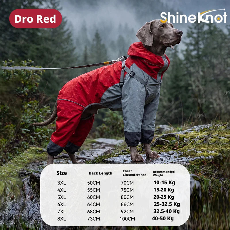 SHINEKNOT Pet Raincoat Night Reflective Strip Waterproof Raincoat Walking Clothing Large Dog All Inclusive Hooded Raincoat