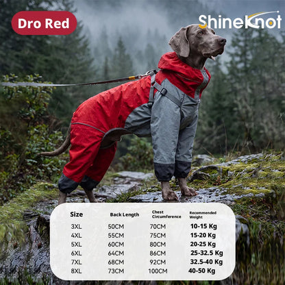 SHINEKNOT Pet Raincoat Night Reflective Strip Waterproof Raincoat Walking Clothing Large Dog All Inclusive Hooded Raincoat
