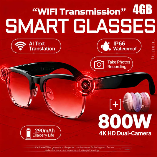 Smart AI Glasses 4K 8MP Camera Recording Videos Photo Recognition Answer Translation BT Call Photochromic Sunglasses Waterproof