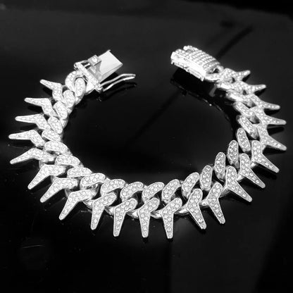 Luxury Gold Plated Spike Dog Collar Cuban Chain Choke Collar for Small Large Dogs Hip Hop Necklaces Jewelry Crystal Accessories
