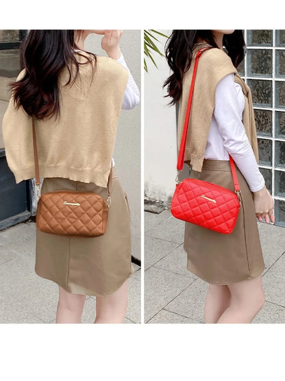 2025 New Small Messenger Bag For Women Trend Lingge Embroidery Camera Female Shoulder Bag Fashion Chain Ladies Crossbody Bags