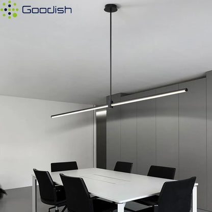 Modern Simplicity Long Linear LED Pendant Lights Strip Hanging Indoor Lamps for Office Table Kitchen  Home Decoration Chandelier