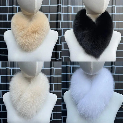Luxury Winter Neck Warmer Fox Fur Scarf Thickened Natural Fur Collar Scarf  Fluffy Fur Shawl Magnetic Buckle Real Fur Scarves