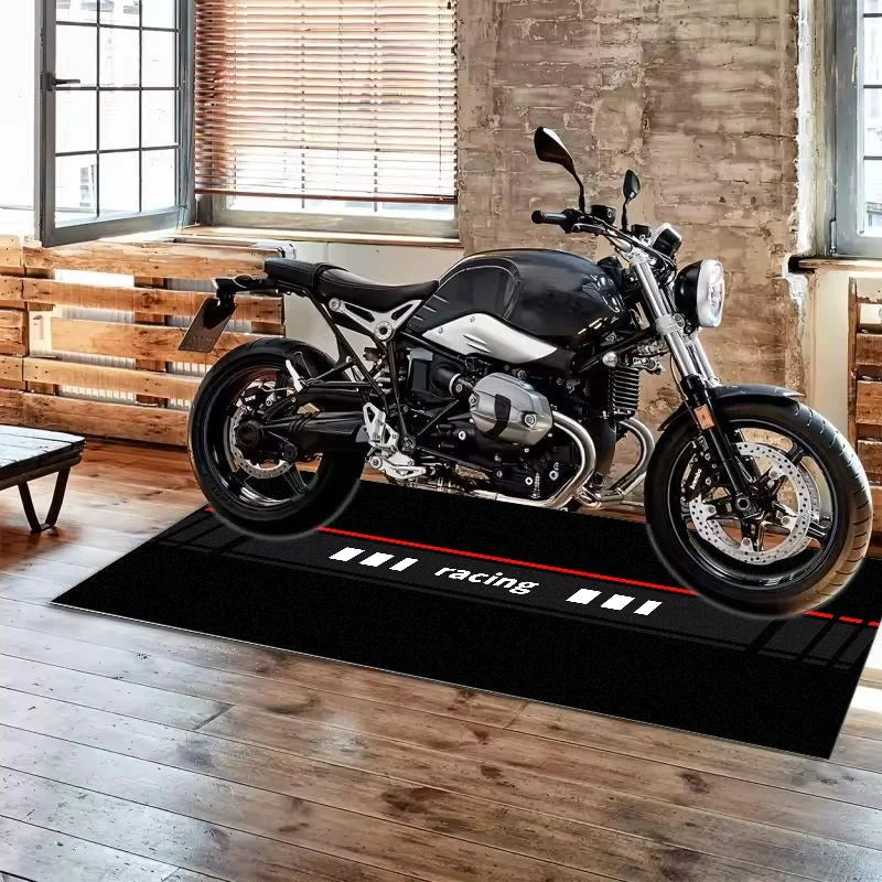 VIKAMA Red Stripe Racing Pit Mat Waterproof Anti Slip Wear Resistant Rug For Garage Motorcycle Maintenance Parking Carpet