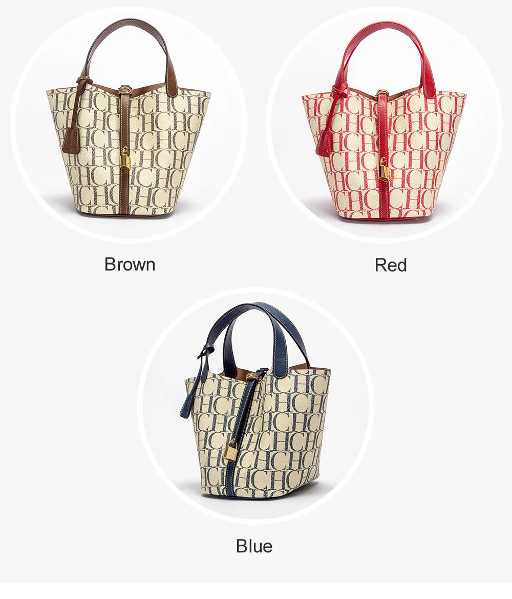CH Large Capacity Commuter Travel Handbag Luxury Brand Fashion Texture Letter Printed Women's Shoulder Bag
