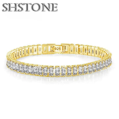 Noble 925 Sterling Silver Bracelet Chain Luxury Color Crystal Hand Jewelry For Women Charm Wedding Gift Party 18cm