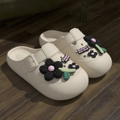 Clogs Fashion Women's Sandals Summer 2025 Mules Flower Luxury Designer Slippers Home Platform Woman Shoes Indoor Outdoor Slides