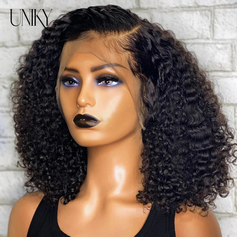 Short Curly Human Hair Bob Wig Curly Lace Front Human Hair Wigs ForWomen PrePlucked Brazilian Glueless 13x4 Lace Wig Unikyhair
