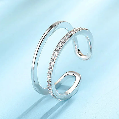 Original 925 Sterling Silver Ring High Quality Adjustable Opening AAA Zircon For Women Wedding Fine Fashion Jewelry Gift