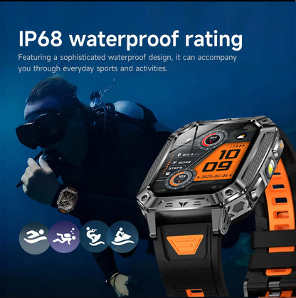 2026 New Outdoor GPS Smart Watch 1400mAh High Capacity Battery 2.01" Sapphire Screen 10ATM Waterproof Dual-color Lamp Smartwatch