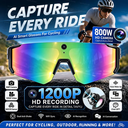 Outdoors Cycling AI Smart Glasses with Camera 1200P Video Recording Anti-Shake Shooting AI  Voice Translation Windproof Goggles