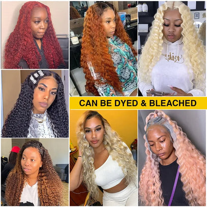 360 Full Lace 250% 13x6 HD Lace Frontal Wig 13x4 Frant Silky Body Wave Curly Remy Human Hair Dark Black Glueless Pre Plucked