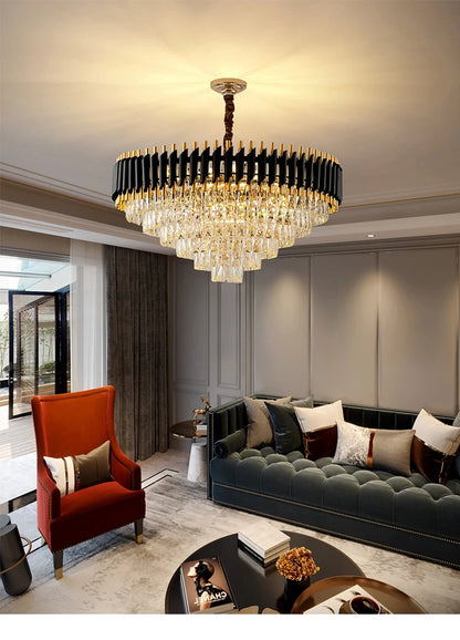 Villa Luxury Living Room Chandelier K9 Crystal Restaurant Pendant Lights Modern Ceiling Chandelier Dining Table Indoor Home Lamp