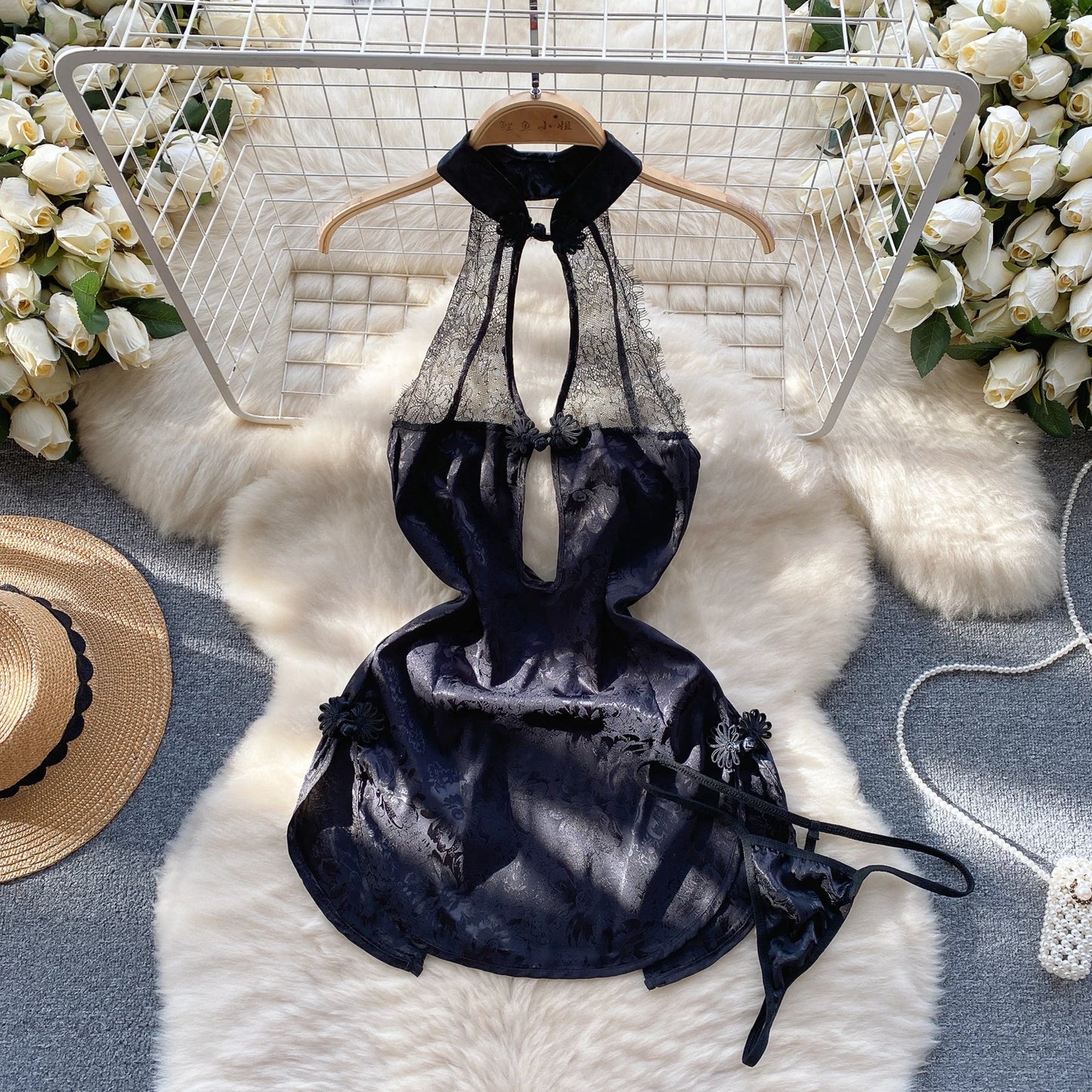 Women Lace Patchwork Velour Strappy Catsuits Fashion One Piece Combination Rompers Erotic Fashion Sexy Bunny Bodysuits Cosplay