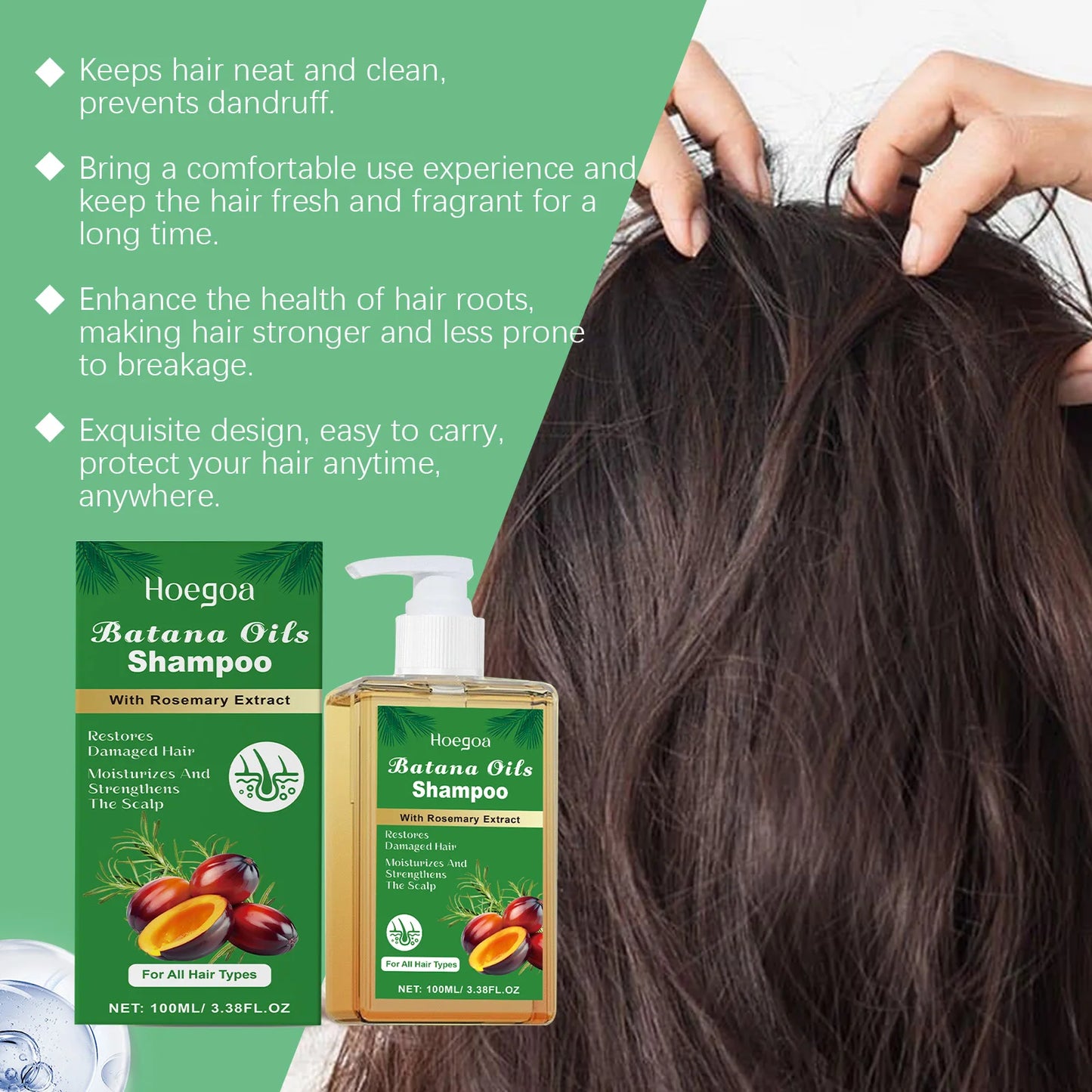 HOEGOA Batana Oils Shampoo All-Round Scalp Care Keep Healthy Luster Promotes Hair Growth Prevents Hair Loss