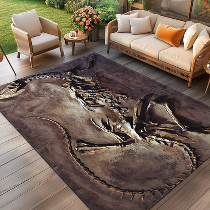 Dinosaur fossil excavation scene rug for kids room science educationdecor prehistoric animal print floor mat soft crystal velvet