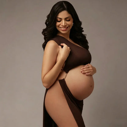 Pregnancy Photography Outfit One Shoulder Sleeveless Side Slit Dress  Photography Dress For Women Photography Studio Clothing
