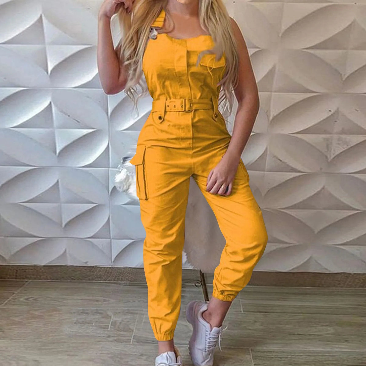 Women'S Large Size Cargo Romper Fashion Trend High Waist Clasp Pocket Jumpsuits Simple Solid Comfy Fitting Strap Jumpsuit 5xl