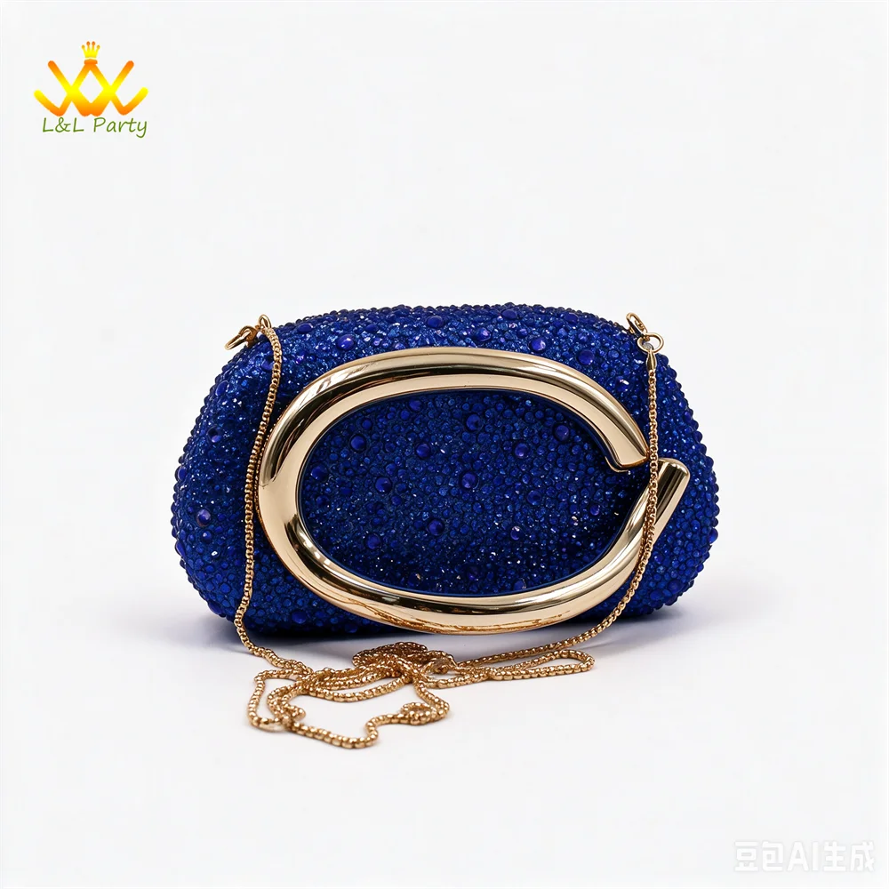 2026 Autumn New Arrivals Royal Blue Color Shoes and Bag  Set Special Design Fashion for Wedding Party